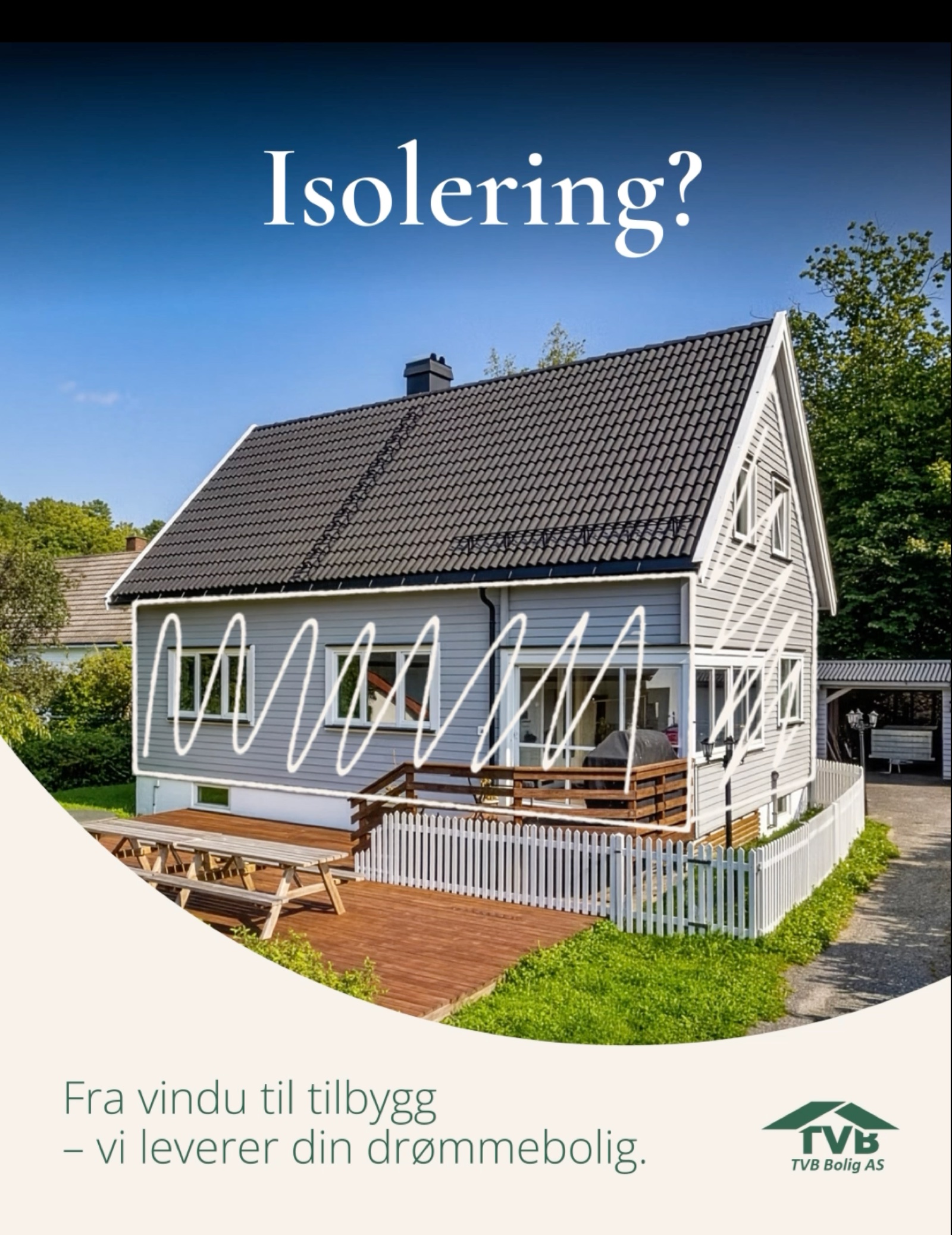 Illustrasjon av etterisolering på fasade