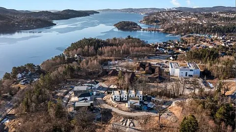 Dronebilde av tomteområdet Mule ved Skjelsvik i Porsgrunn